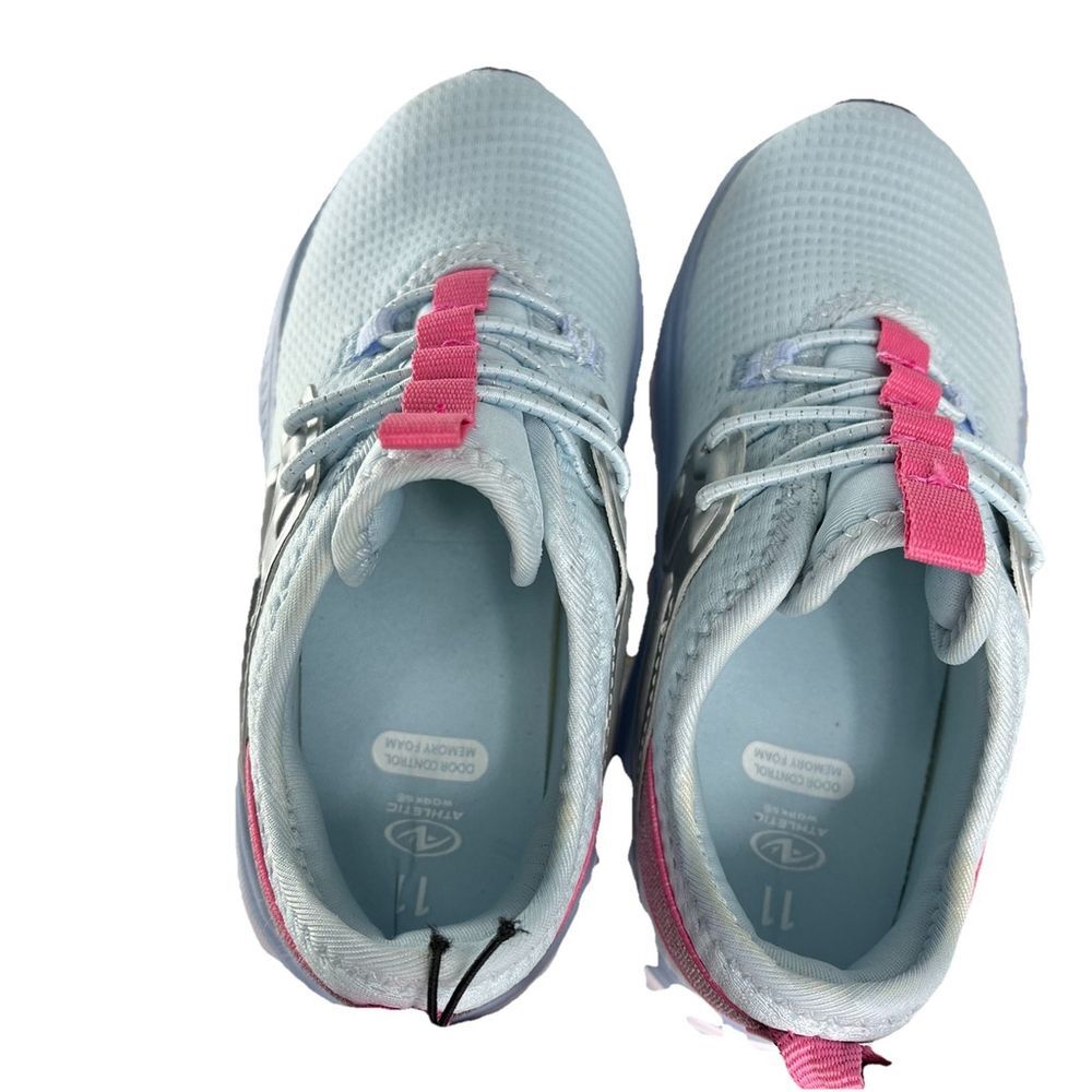 Athletic Works Jogger Sneakers Toddler Girl Size 11 Blue PinkComfort Rubber Sole - Picture 12 of 12